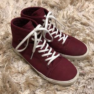 Maroon high top Vans